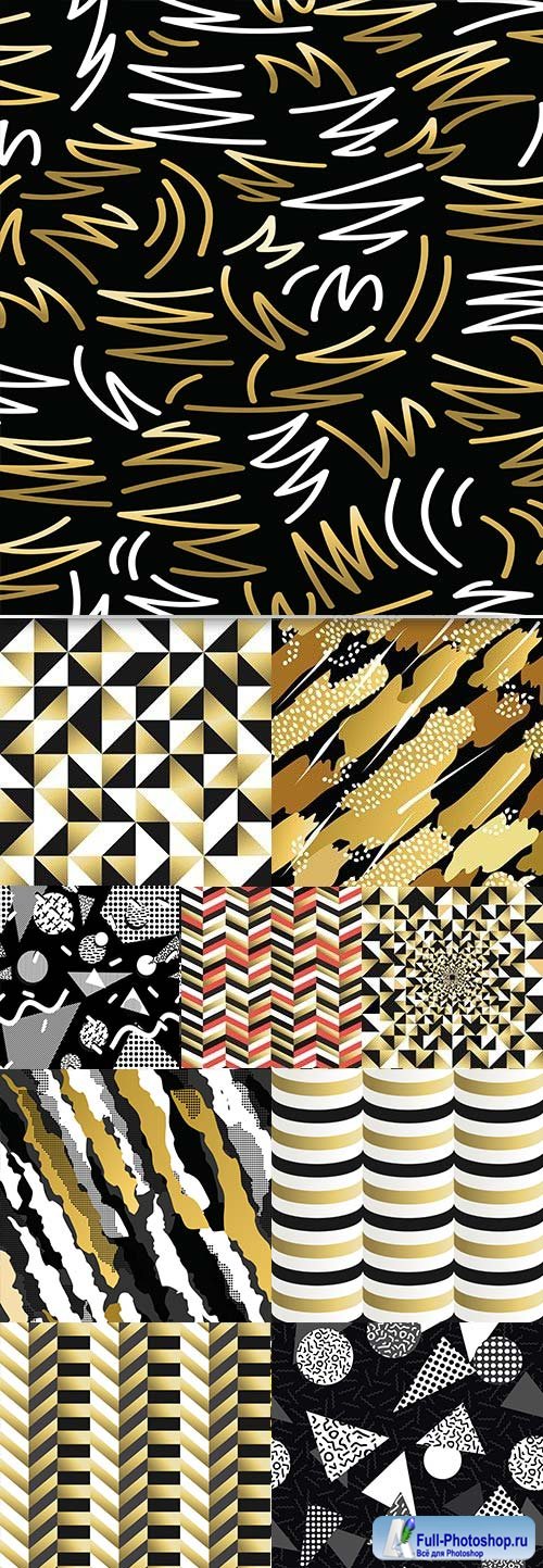 Black and gold geometric abstract backgrounds