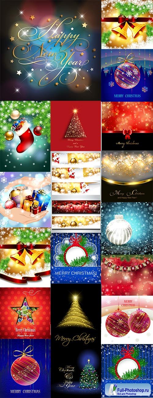 Merry Christmas and New Year Backgrounds 25 eps
