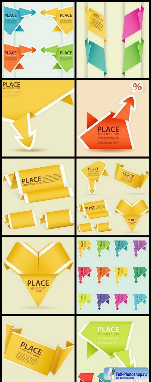 Paper Origami Banner - 10 Vector