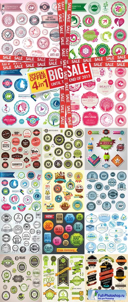 Different Labels & Stickers - 30 Vector