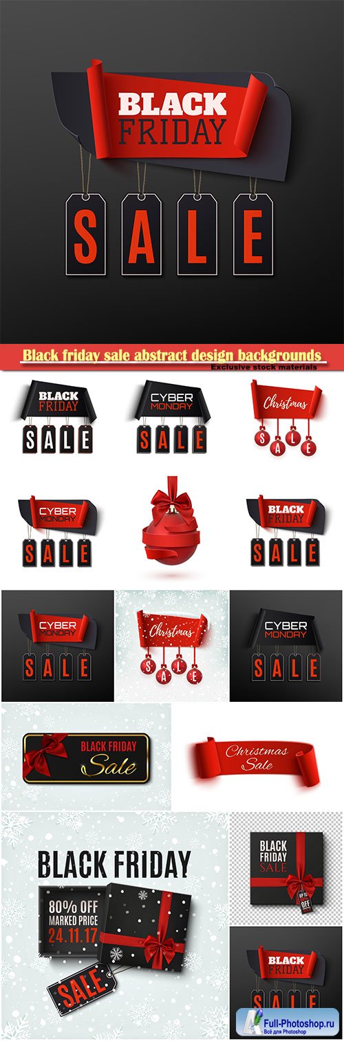 Black friday sale abstract design backgrounds, Christmas sale banner with christmas tree decorations
