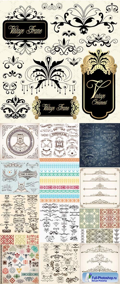 Ornaments and decorations in vintage style