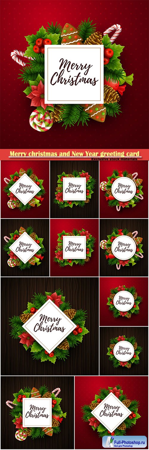 Merry christmas and New Year greeting card vector