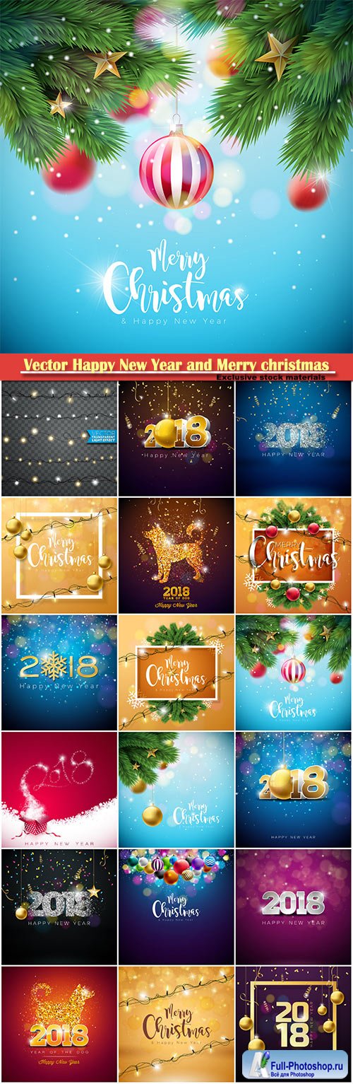 Vector Happy New Year and Merry christmas 2018 illustration