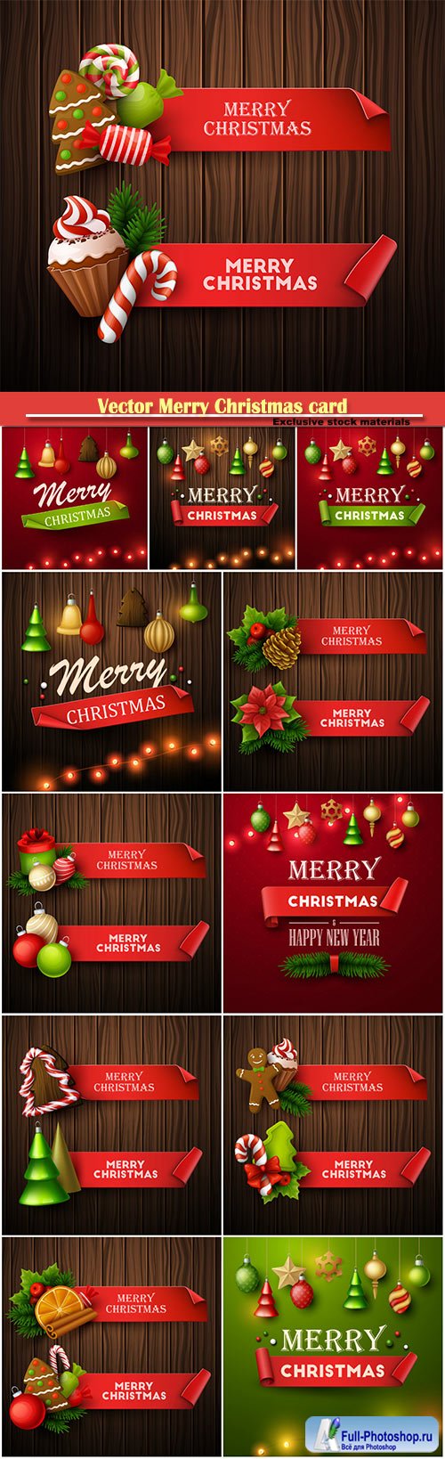 Vector Merry Christmas card and holiday banner