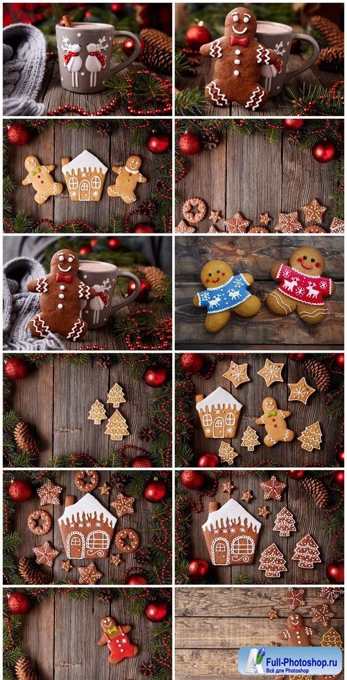 Christmas gingerbread cookies composition - 26xUHQ JPEG Photo Stock