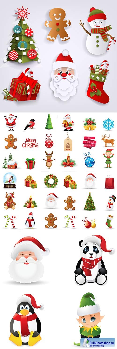 Christmas and New Year symbols holiday elements