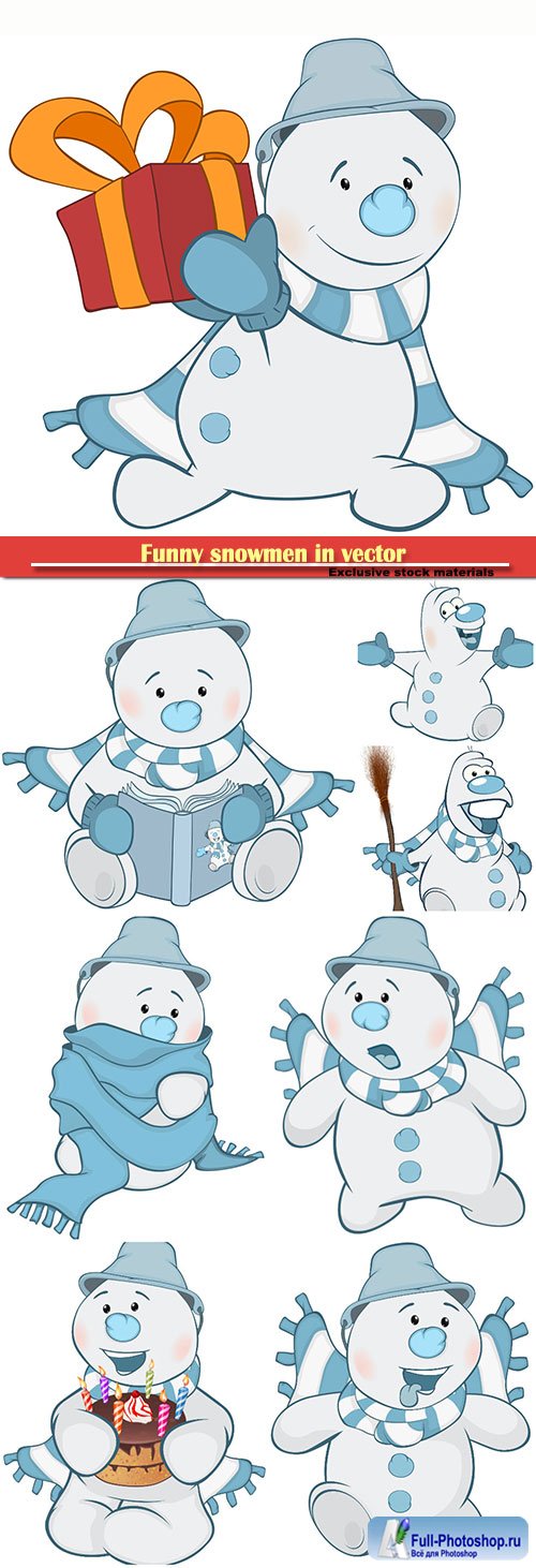 Funny snowman in vector