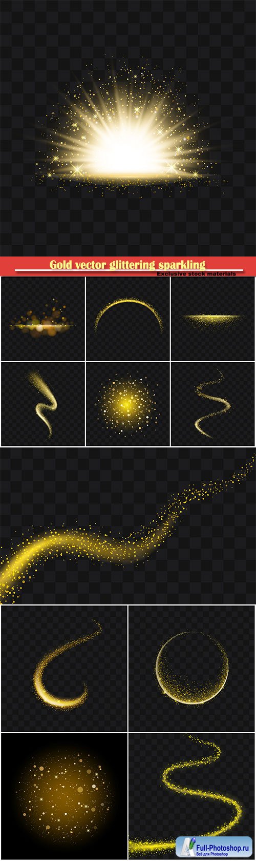 Gold vector glittering sparkling abstract particles on background