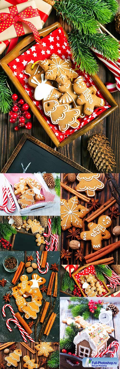 Christmas dessert gingerbread and decorative accessories