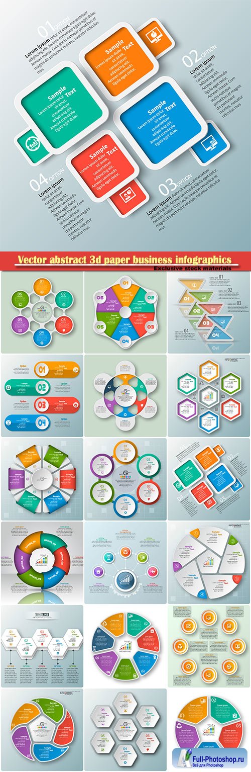 Vector abstract 3d paper business infographics elements