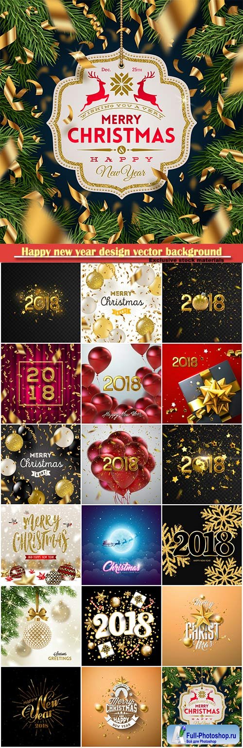 Happy new year design vector background with 2018