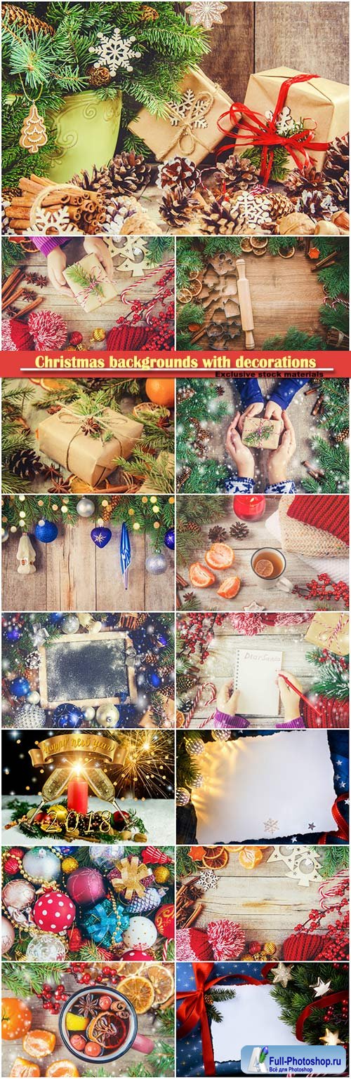 Christmas backgrounds with festive decorations