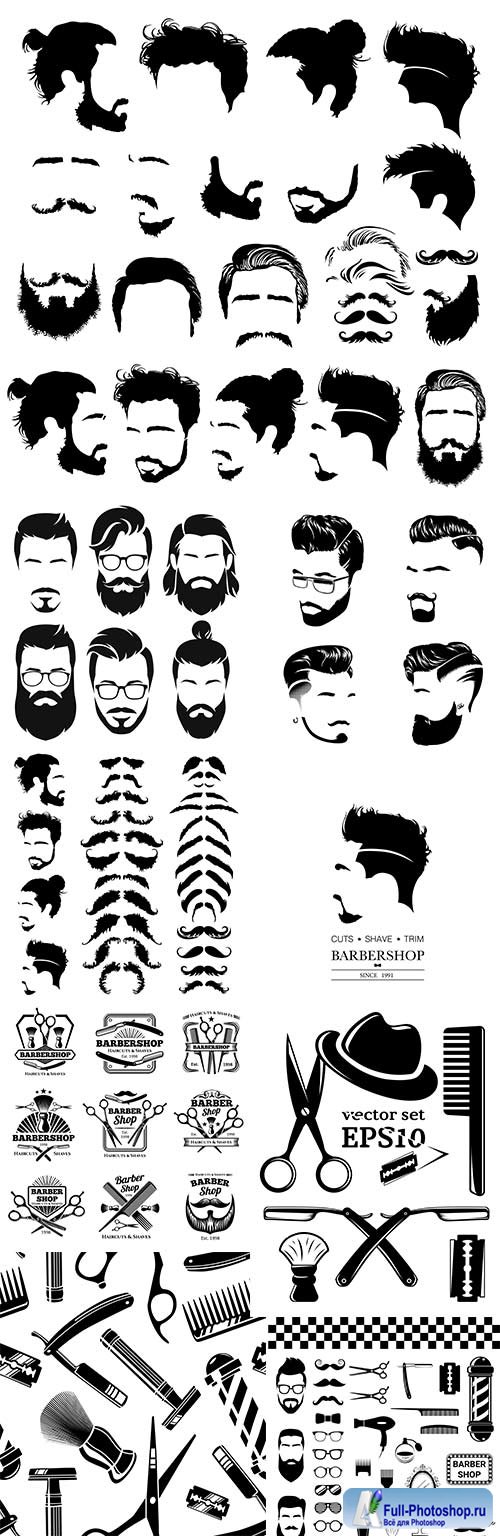 Beard moustaches hairstyle emblem hairdressing salon