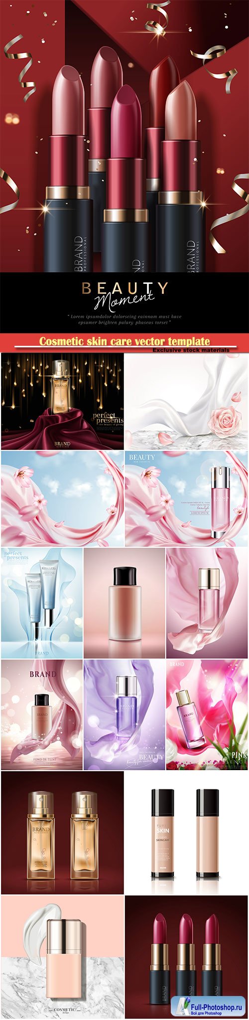 Cosmetic skin care vector template, refreshing skin care tube ads