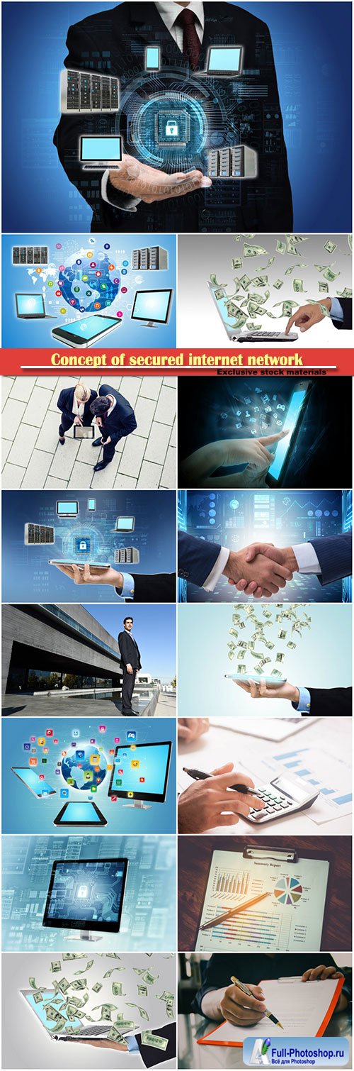 Concept of secured internet network, business cooperation concept , business man and woman