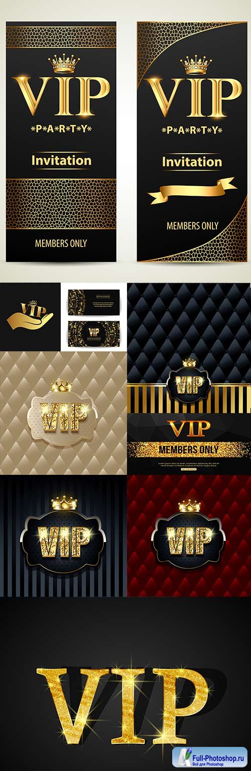 VIP invitations and luxury cards royal golden decor