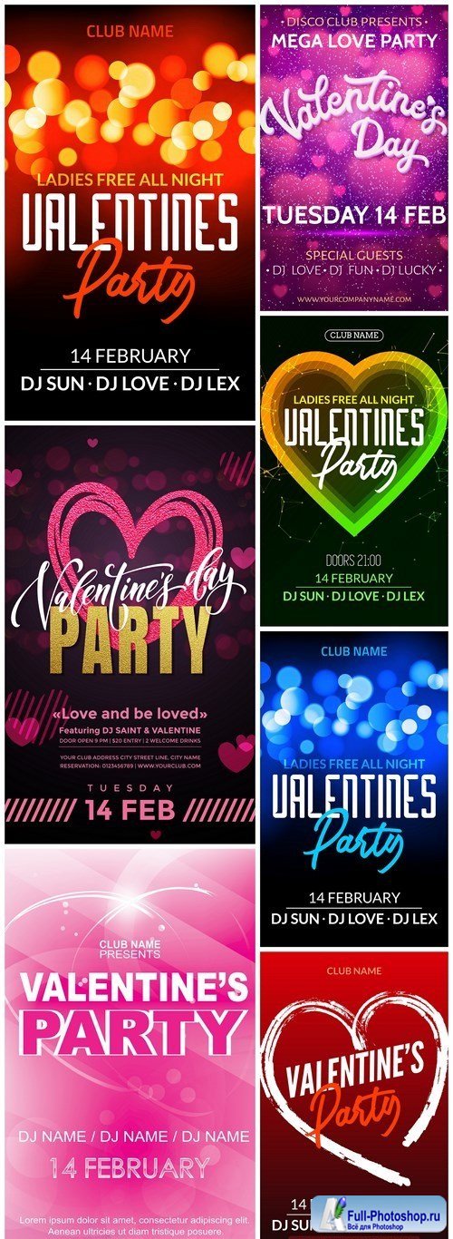 Valentine Party Poster - 7 Vector