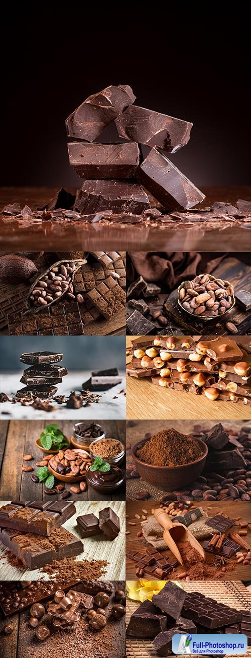Bitter dark chocolate with nuts and cocoa beans