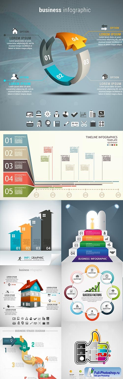 Modern business infographics elements collection 300