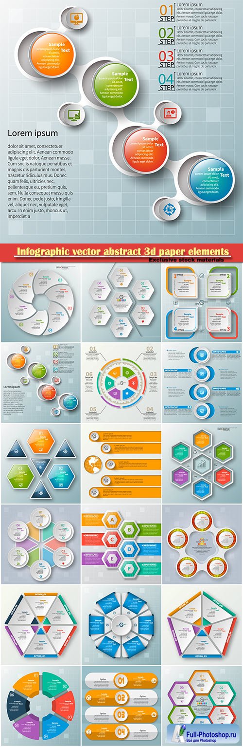 Infographic vector abstract 3d paper elements