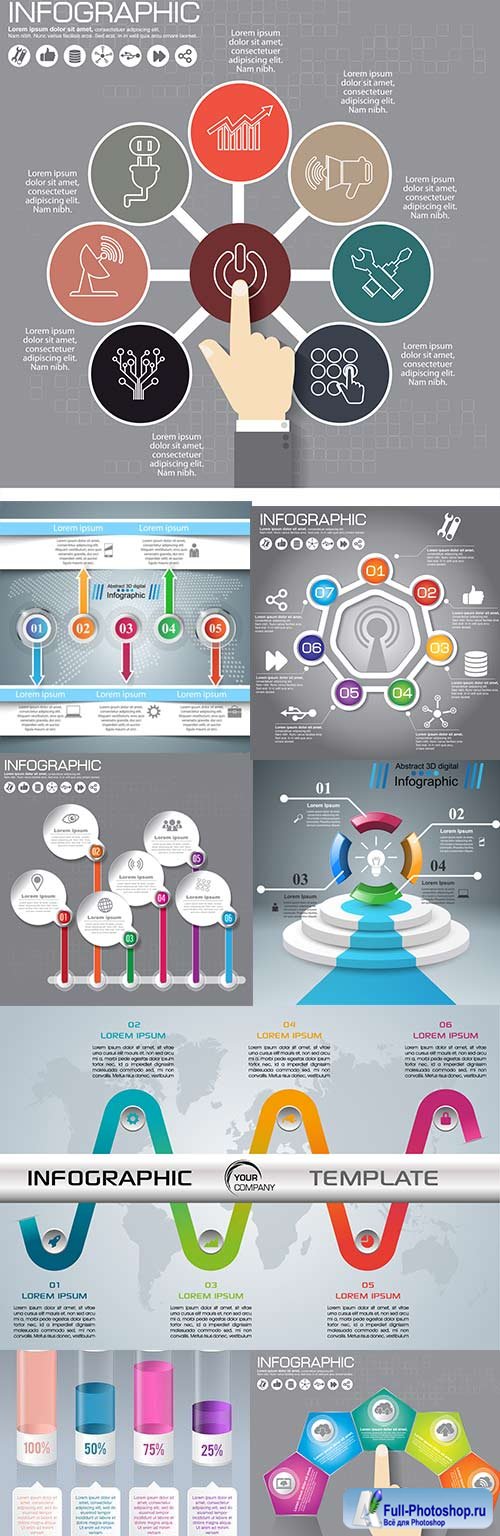 Modern business infographics elements collection 301