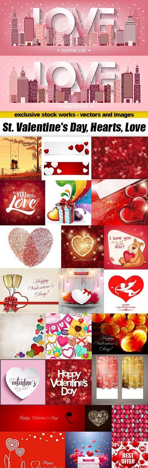 St. Valentine's Day, Hearts, Love 25xEPS