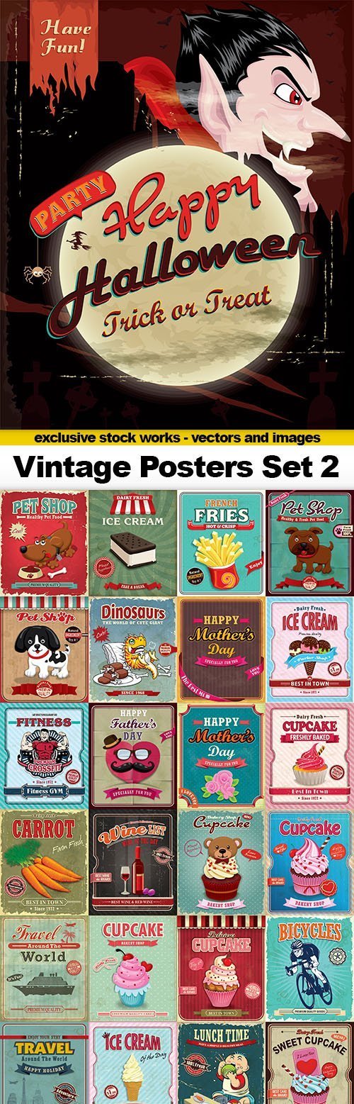 Vintage Posters Vector Set #2, 25xEPS