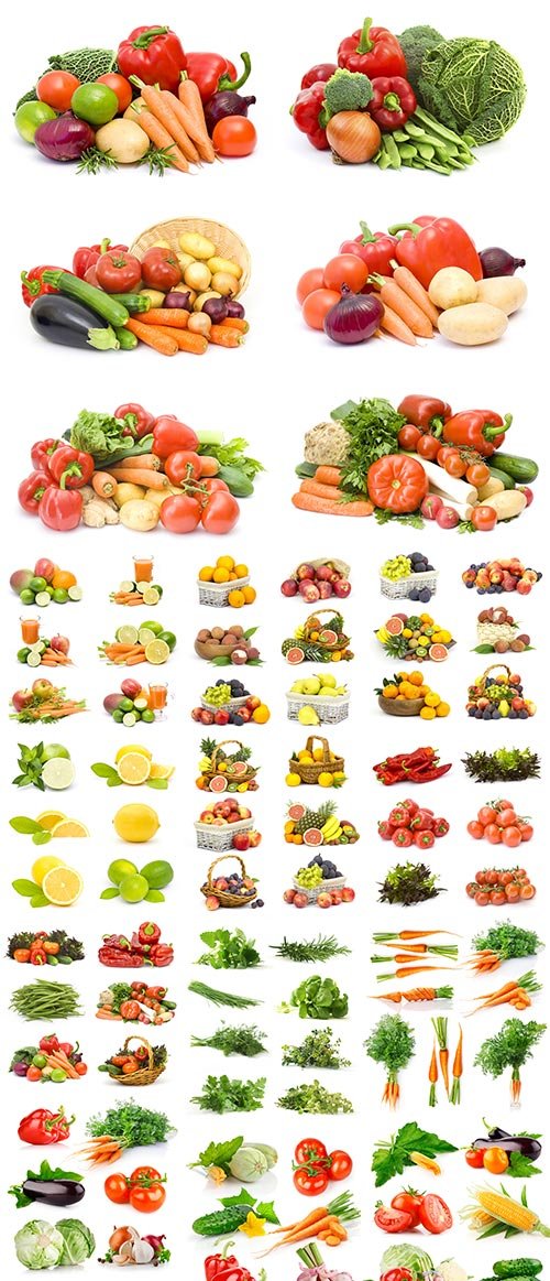 Vegetables & Fruits on White Background 25xJPG
