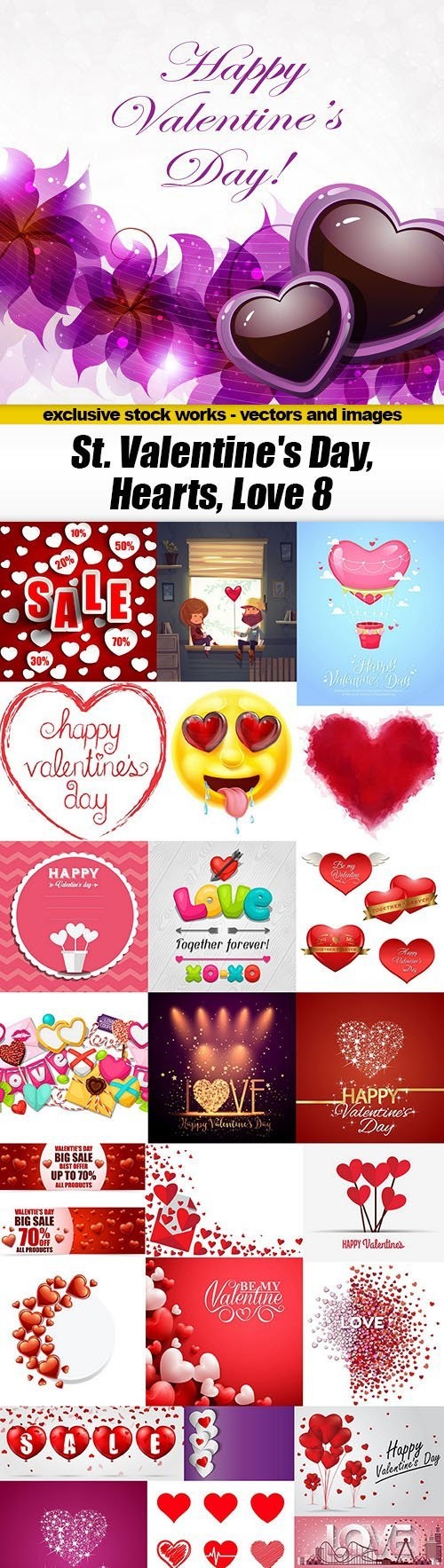 St. Valentine's Day, Hearts, Love #8, 25xEPS