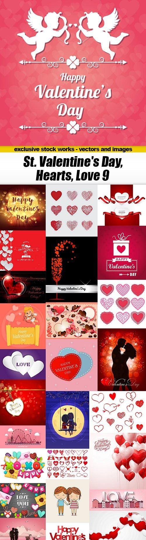 St. Valentine's Day, Hearts, Love #9, 27xEPS