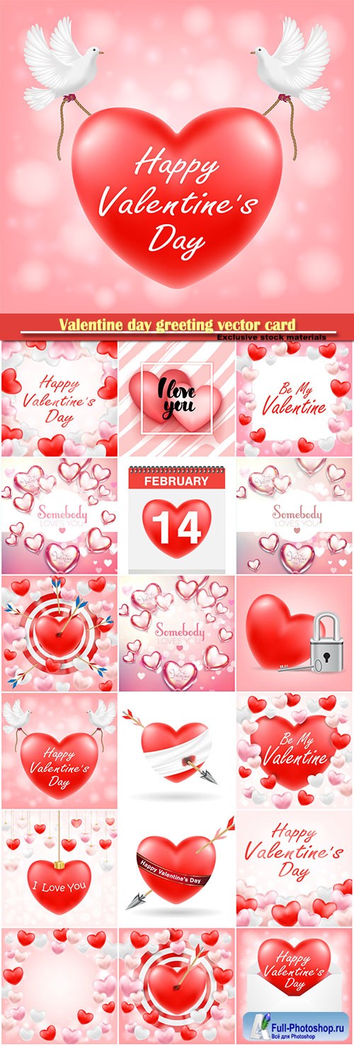 Valentine day greeting vector card, hearts i love you