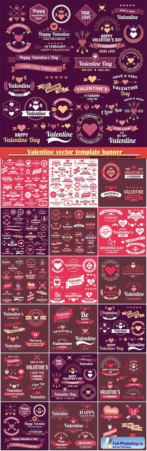 Valentine vector template banner background for banner