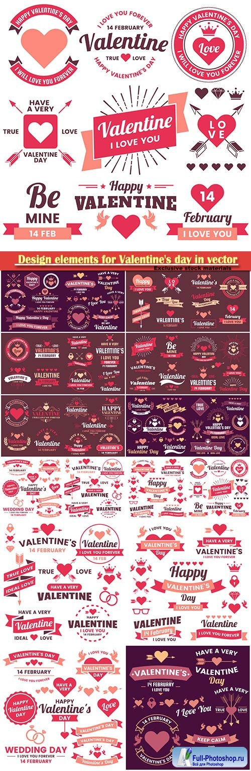 Design elements for Valentine's day in vector