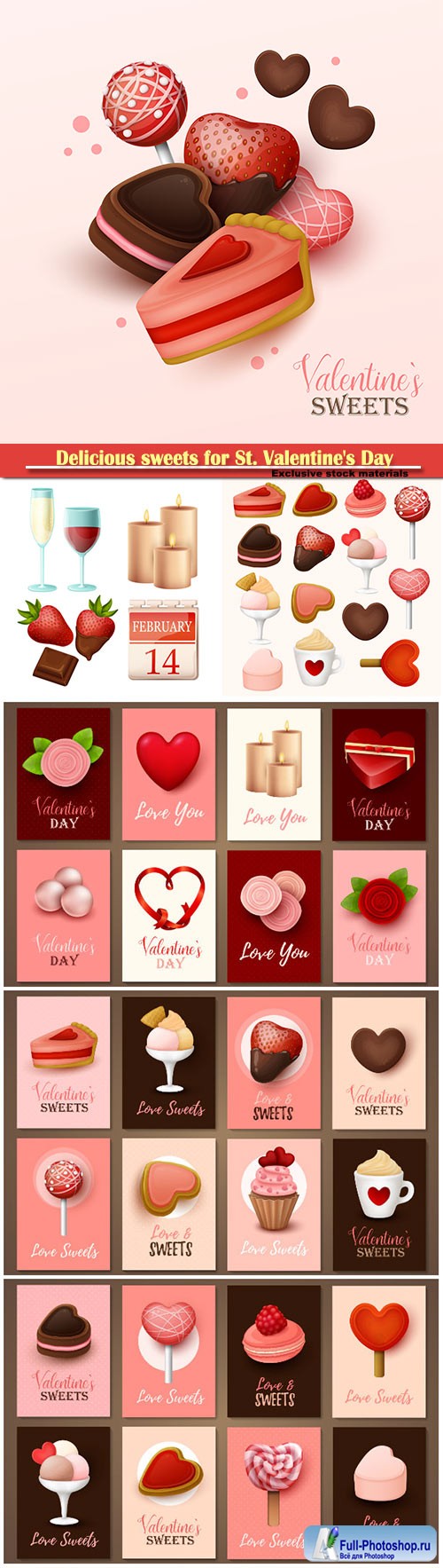 Delicious sweets for St. Valentine's Day vector