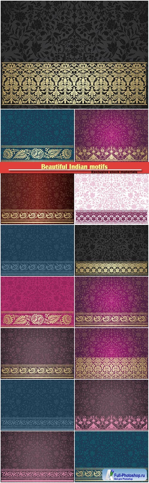 Beautiful Indian motifs, vector backgrounds