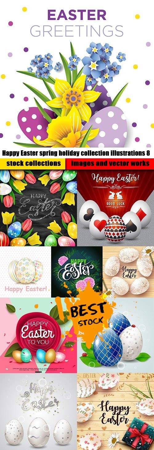 Happy Easter spring holiday collection illustrations 8