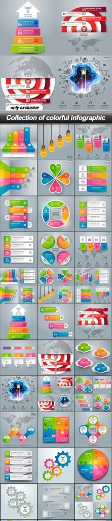 Collection of colorful infographic - 74 EPS