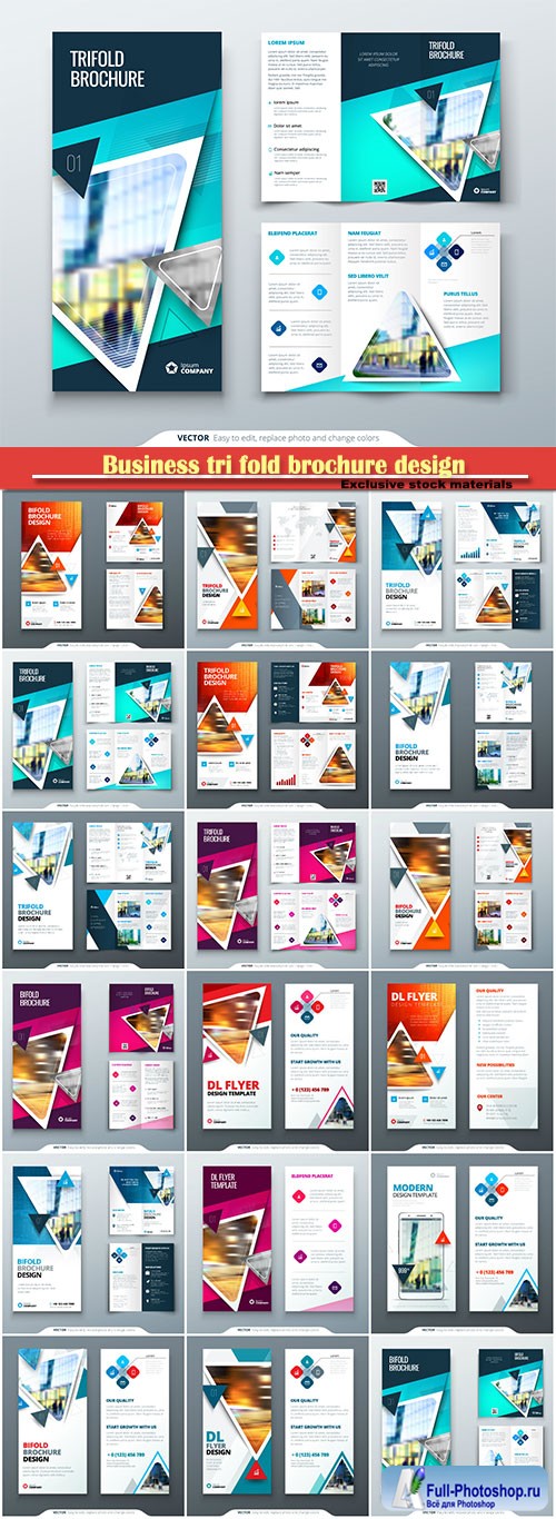 Business tri fold brochure design, corporate business template, creative concept folded flyer or brochure