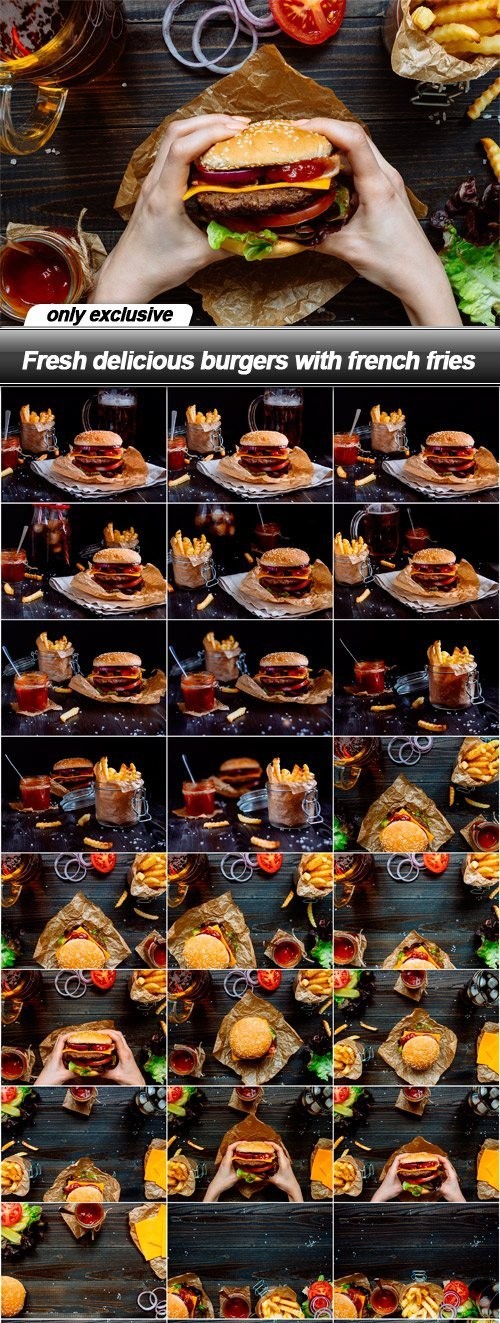 Fresh delicious burgers with french fries - 28 UHQ JPEG