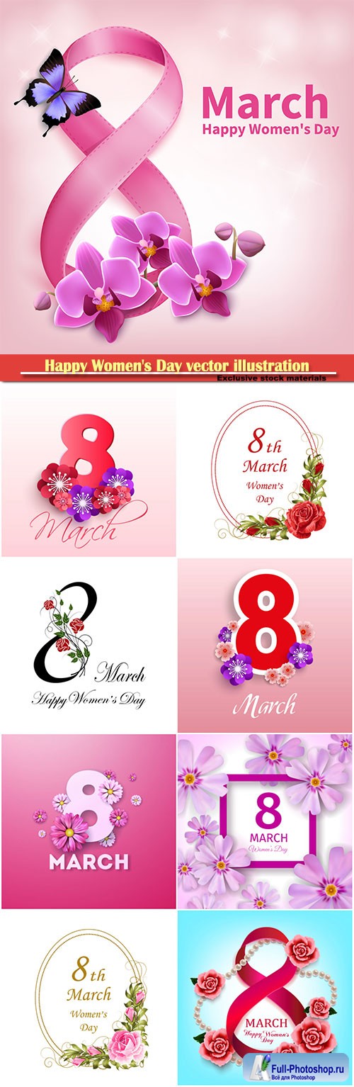 Happy Women's Day vector illustration,8 March, spring flower background # 4