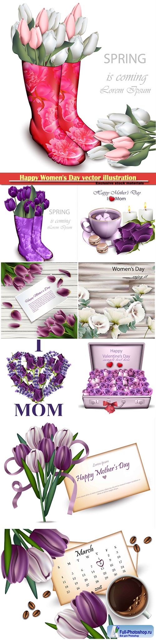 Happy Women's Day vector illustration,8 March, spring flower background # 9