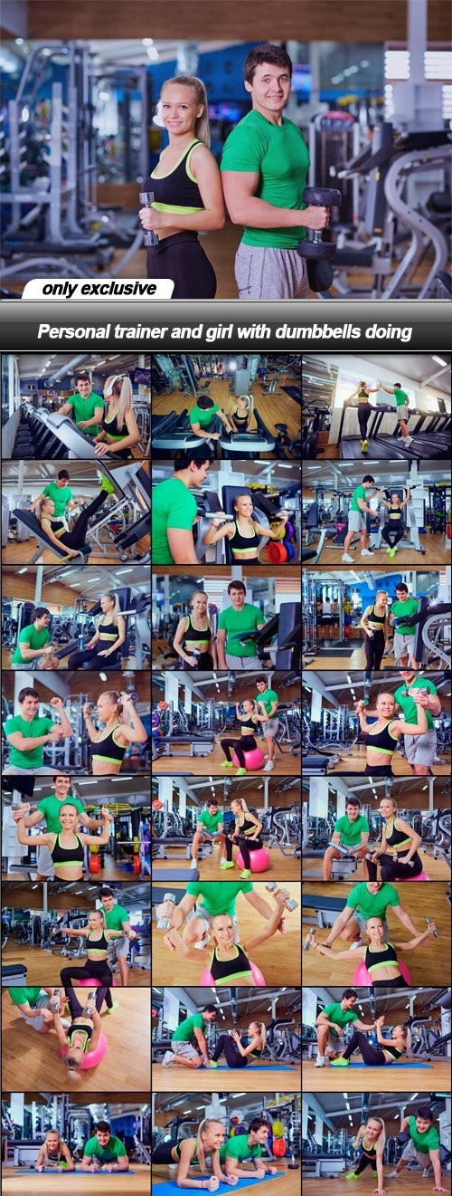 Personal trainer and girl with dumbbells doing - 28 UHQ JPEG
