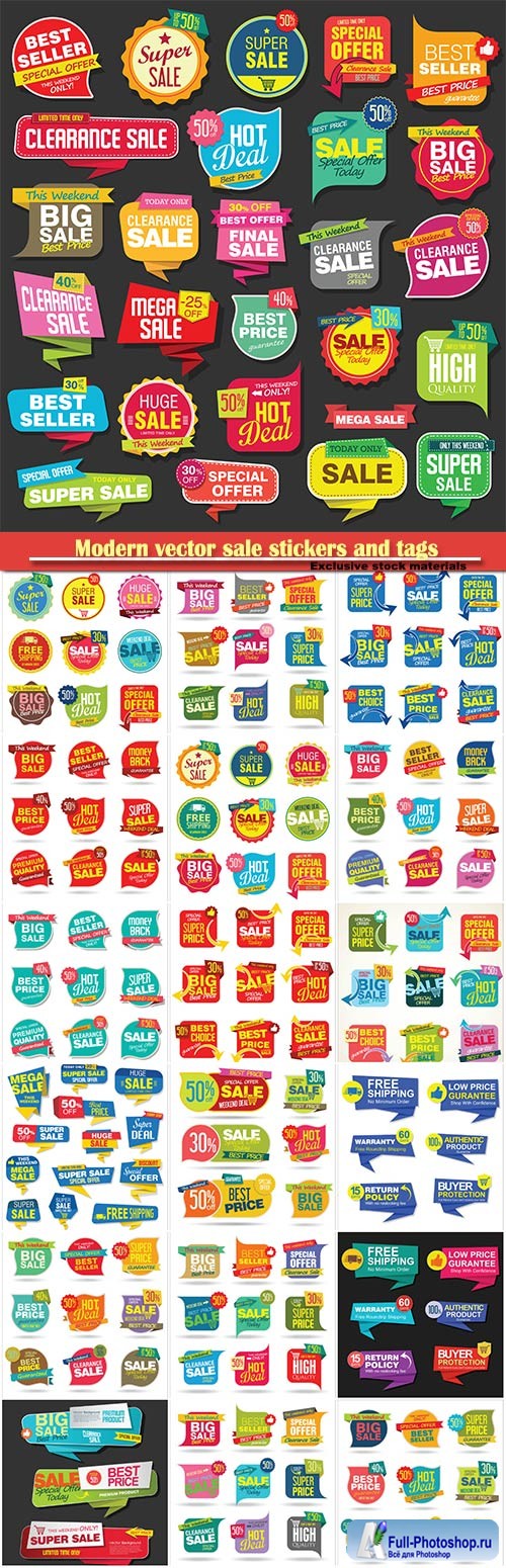 Modern vector sale stickers and tags collection
