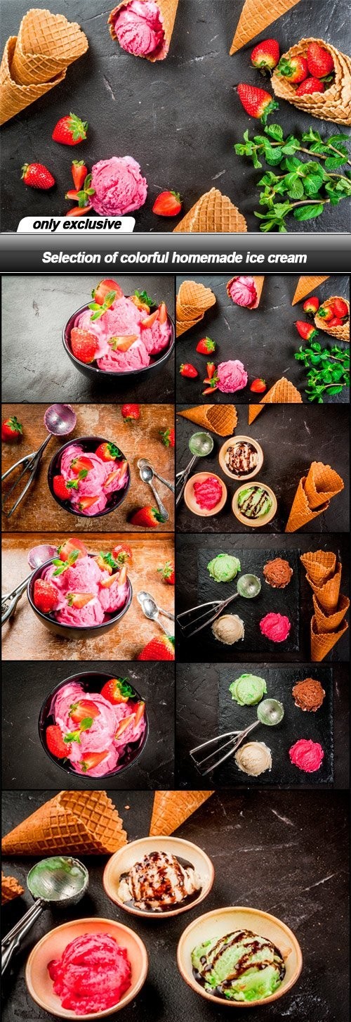 Selection of colorful homemade ice cream - 9 UHQ JPEG