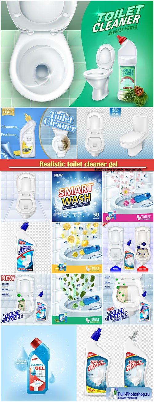 Realistic toilet cleaner gel plastic package in 3d vector illustration