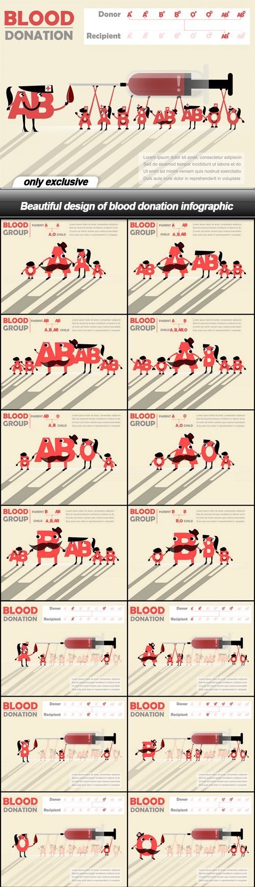 Beautiful design of blood donation infographic - 17 EPS