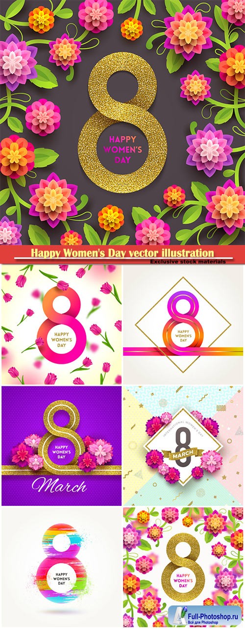 Happy Women's Day vector illustration,8 March, spring flower background # 11