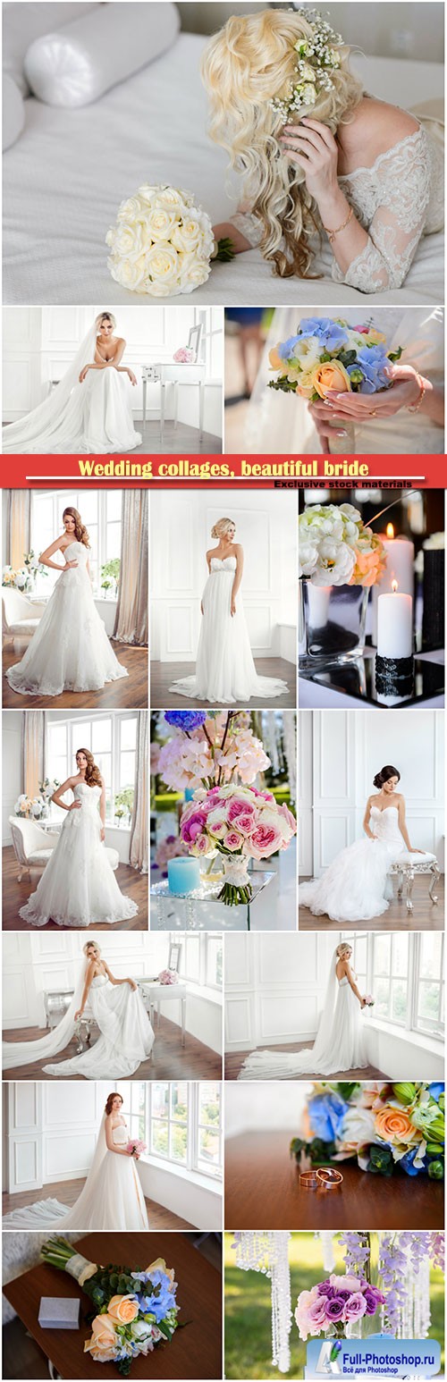 Wedding collages, beautiful bride