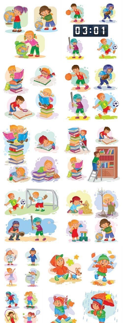 Set of vector icons of small children 11X EPS